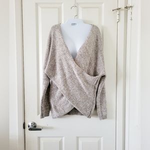 ✨️HP✨️AEON | Beige/Taupe Cross Front Longsleeve Knit Sweater (SIZE M)